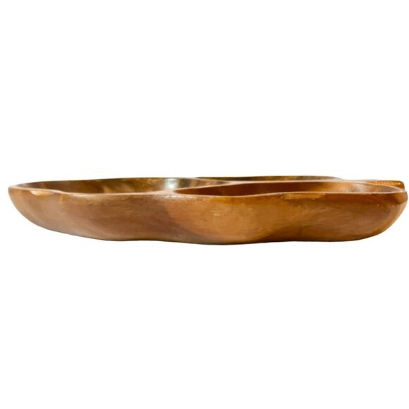 VTG Monkey Pod Wood Leaf Shaped 3 Section Divided Serving Tray/Bowls/Dish-14" - Picture 14 of 16